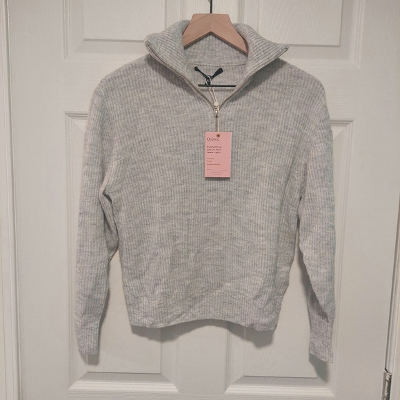 Quince Sweaters - NWT! Quince Baby Alpaca-Wool Blend Half Zip Gray Sweater! Sz. XS (B9)